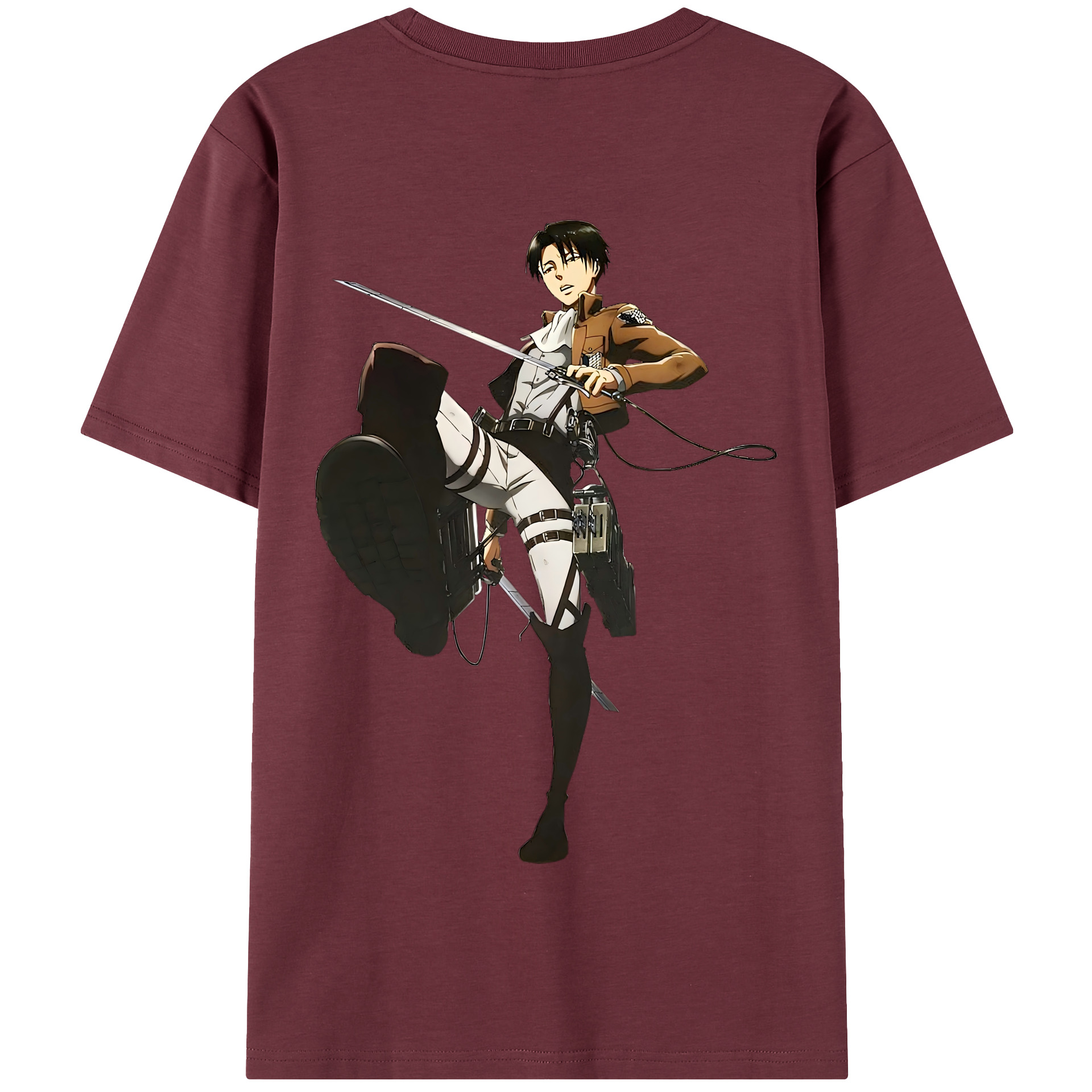 （画像用） 進撃の巨人 リヴァイ·アッカーマン Attack on Titan Levi Ackerman 綿100％半袖Tシャツ（背面プリント）